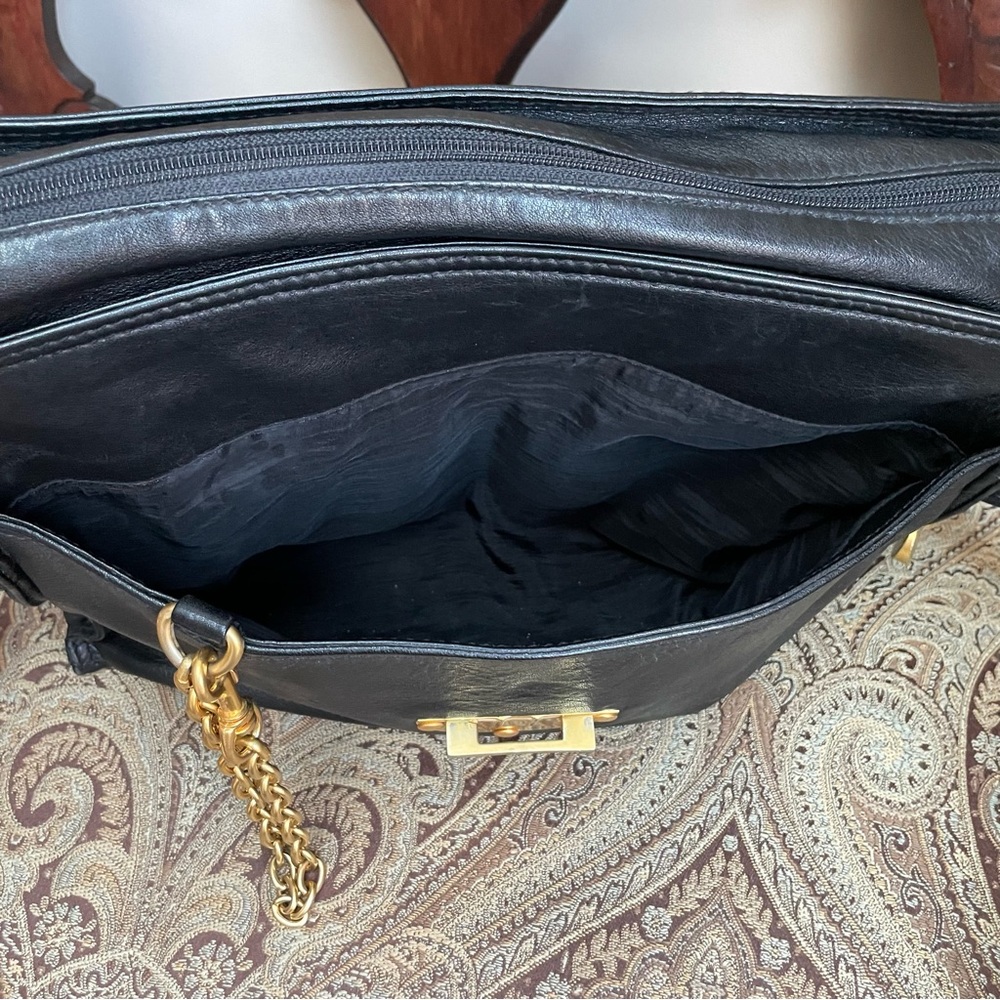 Donna Karan Black Crossbody Bag with Gold Accents - Picture 7 of 11